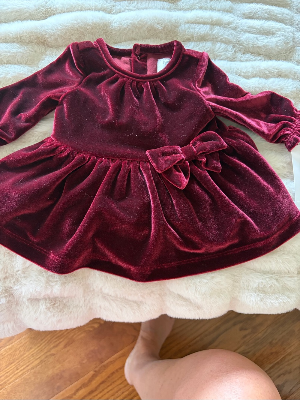 Carter's Burgundy Velvet Bow Holiday Dress